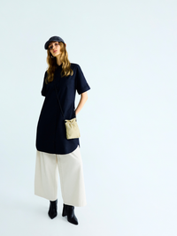 Folded Short Sleeve Shirt Dress