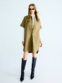 Folded Short Sleeve Shirt Dress