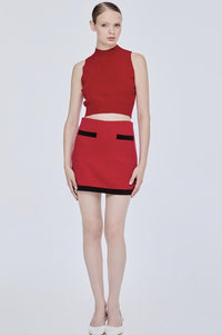 Colour Block Mini Knit Skirt