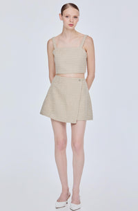 Tailored Tweed Wrap Skirt