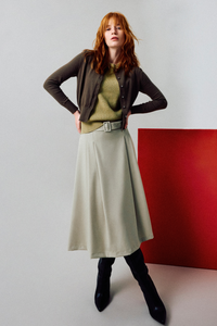 Elasticised Pleated Flare Skirt
