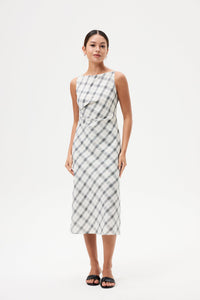 Checks Cowl Neck Dress