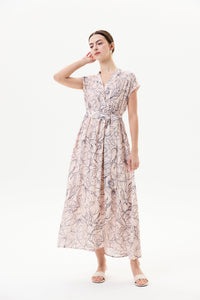 Printed Magyar Midi Dress