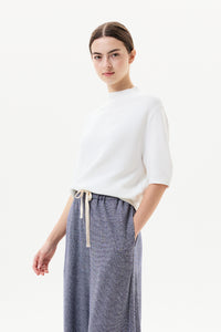High Ribbed Neck Knit Top