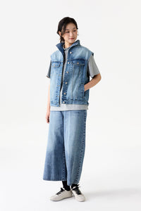 High Neck Denim Vest