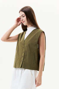 Asymmetrical Button-Down Vest
