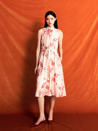 Printed Stand Collar Dress