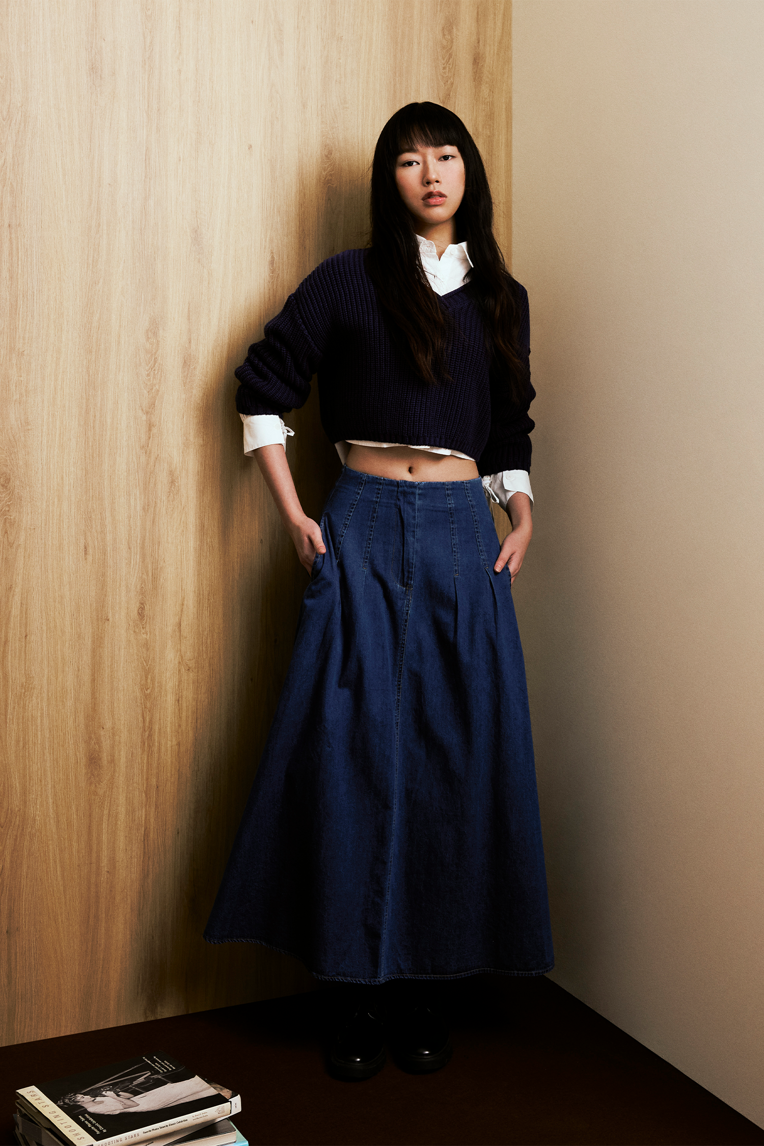 Midi Length Denim Flare Skirt – iORA Malaysia
