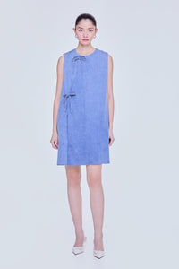 Diagonal Ribbon A-Line Denim Dress