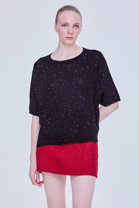 Lurex Half Sleeve Knit Top
