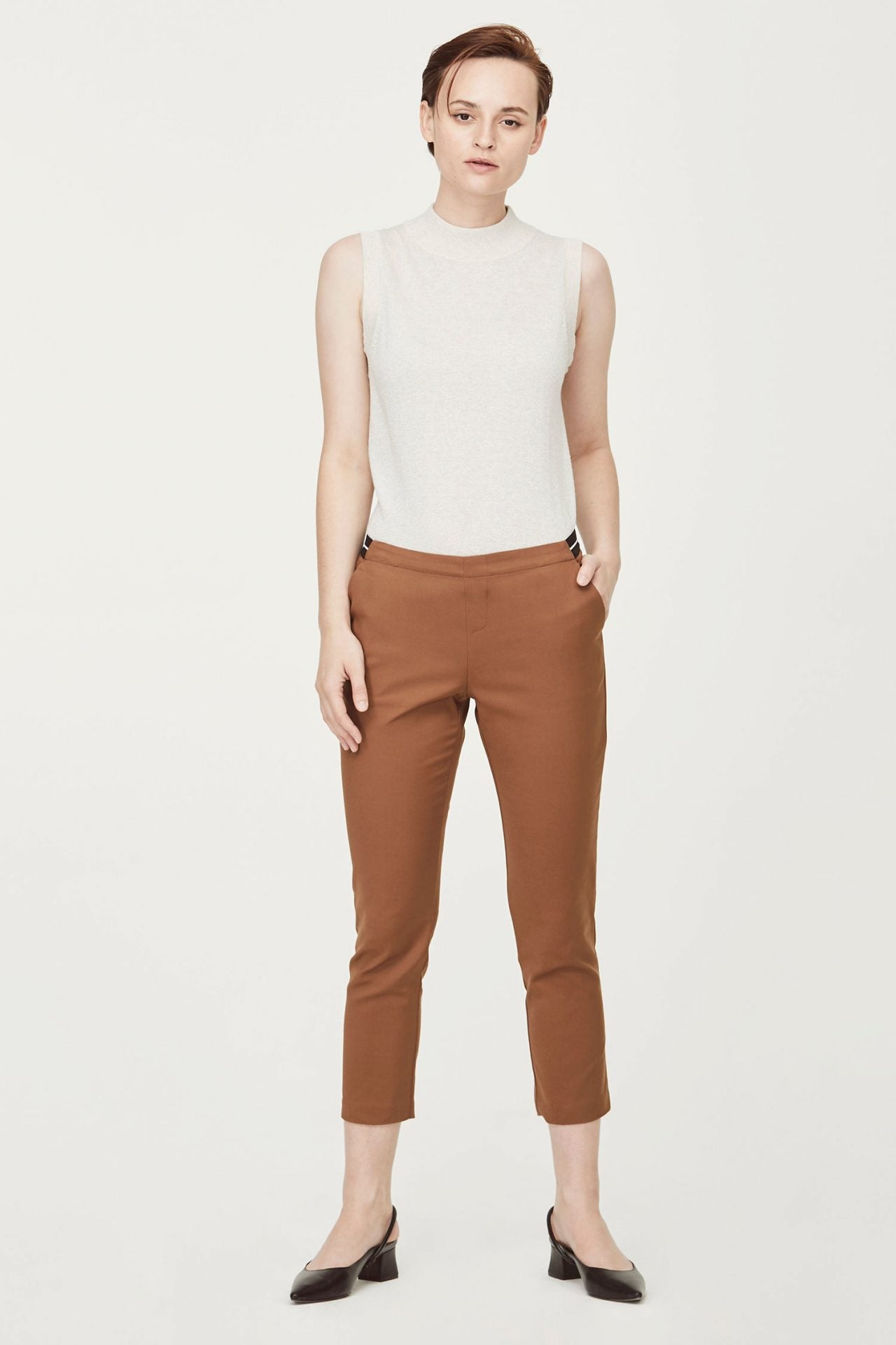 Back Grosgrain Waistband Long Pants