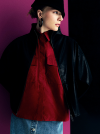 High Neck Leather Jacket