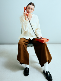 Flap Pocket V-Neck Blouse