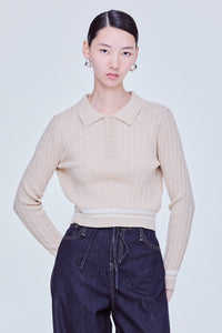 Contrast Polo Knit Top