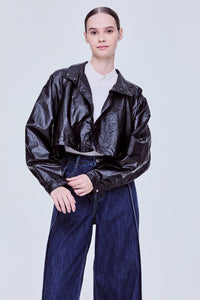 Soft High-Neck Scrunch Jacket