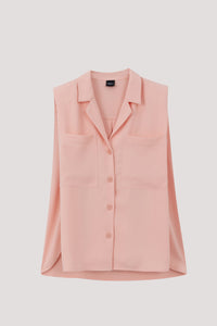 Notched Lapel Vest Blouse