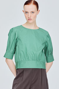 Pleated Cropped Blouse
