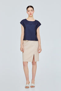 Buttoned Cap Sleeve Boxy Top