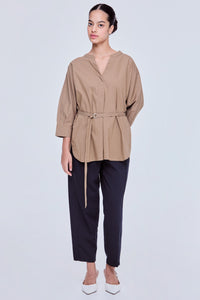 Belted V-Neck Blouse