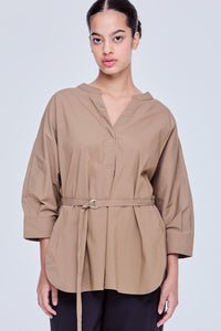 Belted V-Neck Blouse