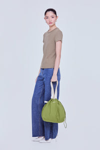 Contrast Drawstring Totebag