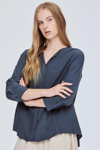 Long Sleeve Wing Collar Blouse
