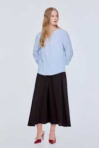 Long Sleeve Wing Collar Blouse