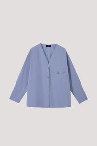 Flap Pocket V-Neck Blouse