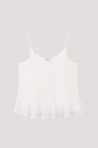 V-Neck Contrast Ruffle Blouse