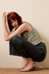 Boxy Sleeveless Plaid Top