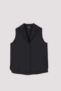 Sleeveless Notched Lapel Top