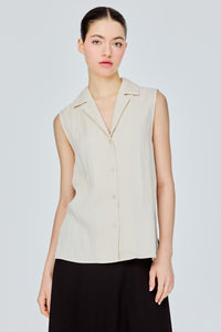 Sleeveless Notched Lapel Top