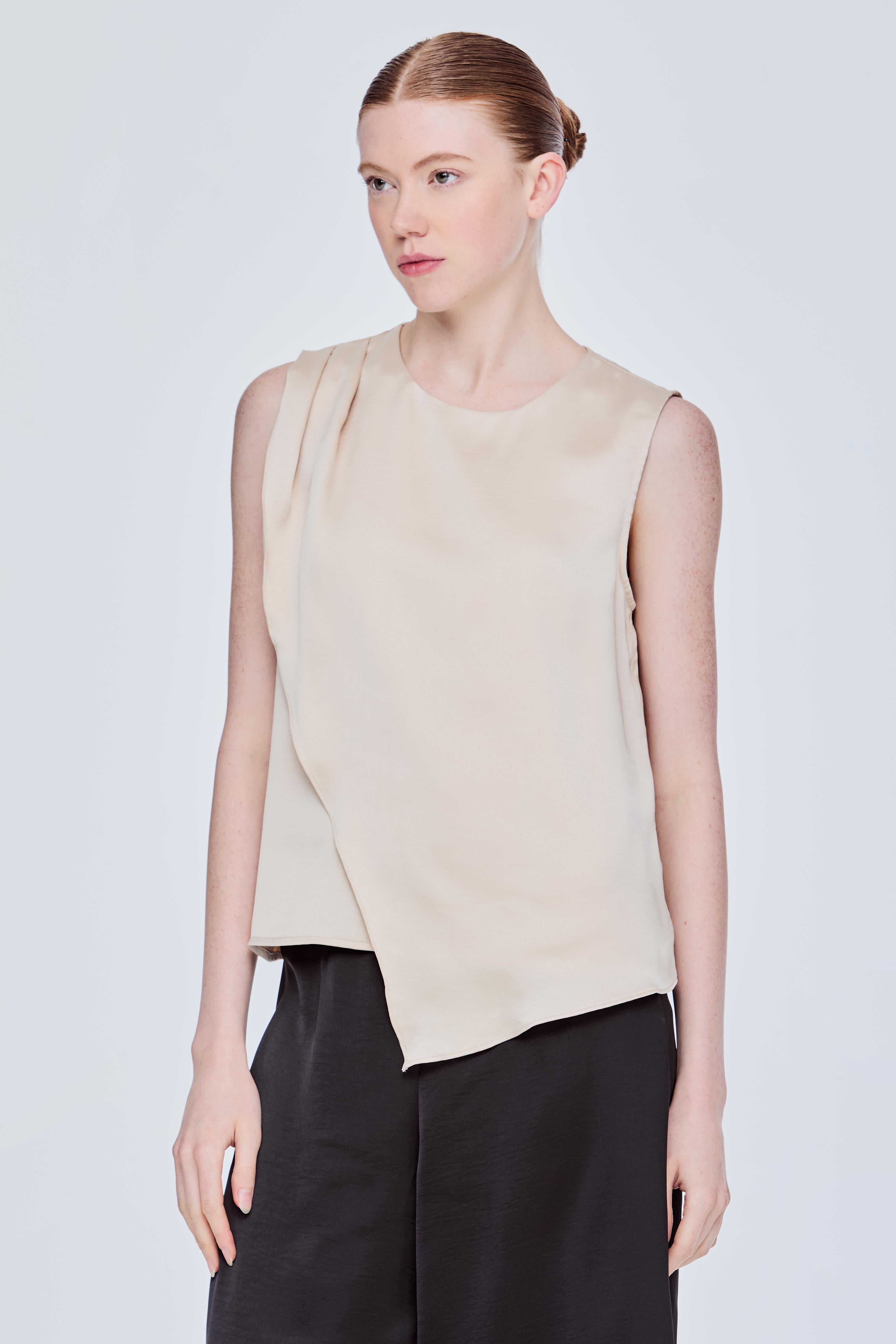 Asymmetrical Overlap Sleeveless Top