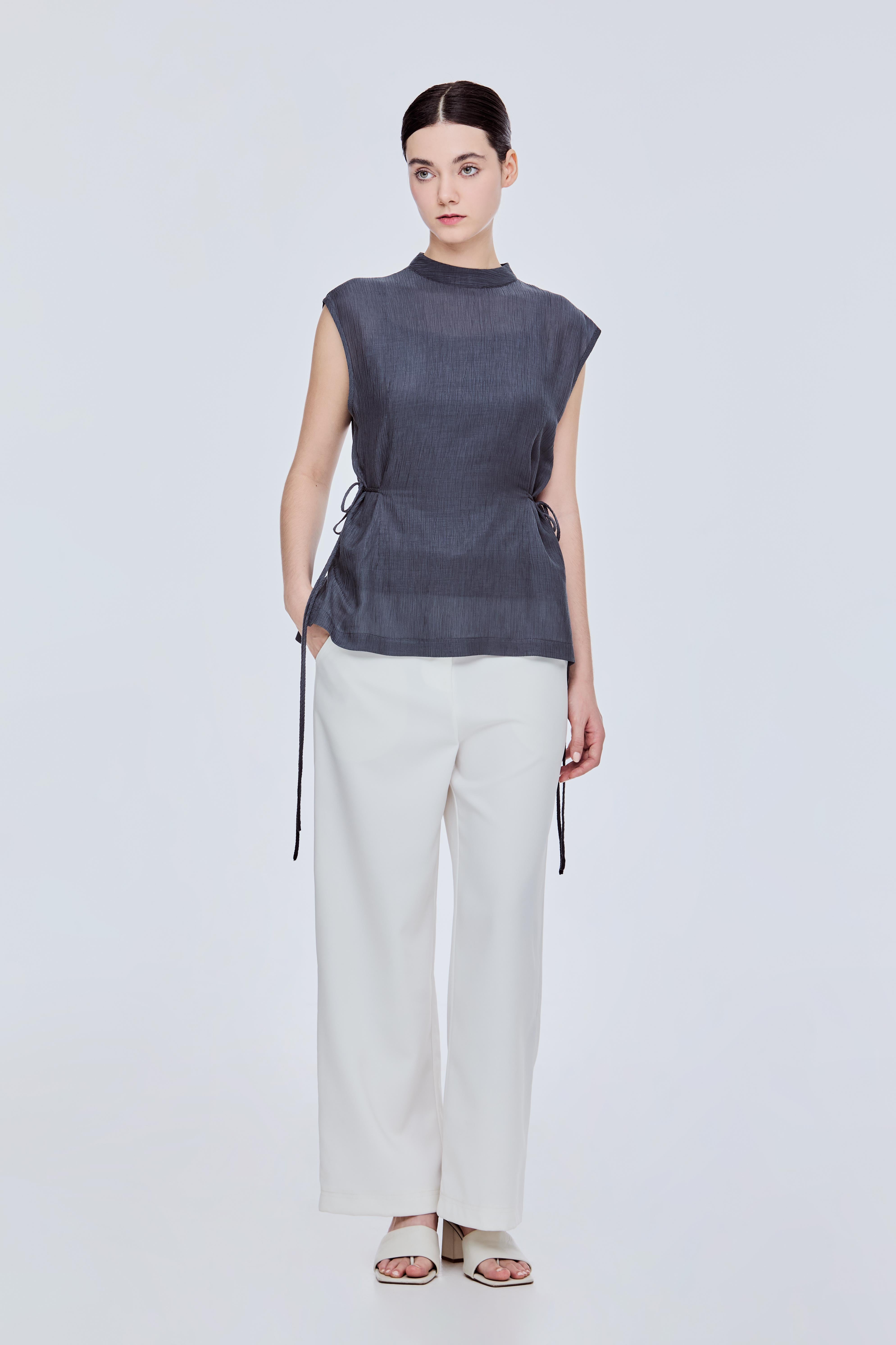 Semi Sheer Waist Ribbon Blouse