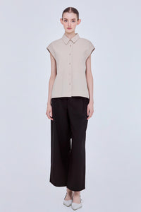 Basic Collared Sleeveless Top