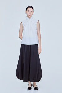 Ruffled Neck Sleeveless Blouse