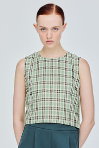 Boxy Sleeveless Plaid Top