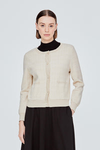 Contrast Pattern Knit Cardigan