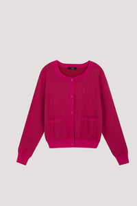 Contrast Pattern Knit Cardigan