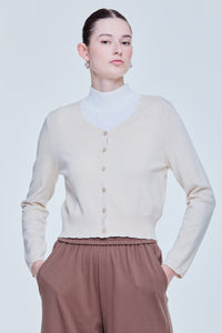 Cropped Decorated Hem Cardigan