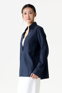 Deep V Neck Collared Shirt
