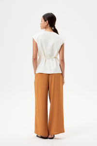 Low V-neck Button Down Vest Top