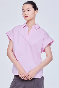 Collared V Neck Magyar Blouse
