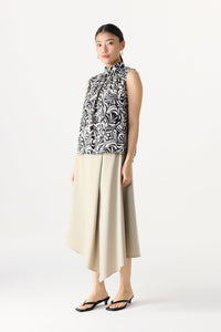 Printed High Neck Sleeveless Top