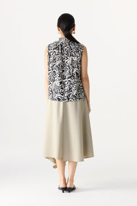 Printed High Neck Sleeveless Top