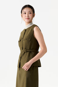 Belted Woven Vest Top