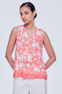 Floral V-Neck Sleeveless Top