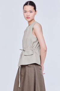 Gathered Waist Sleeveless Top