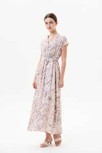 Printed Magyar Midi Dress