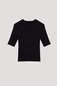 Short Sleeve Ribbed Knit Top